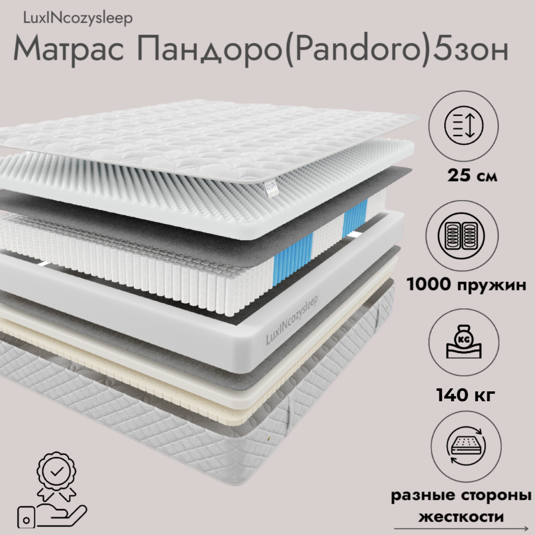 Матрас LuxINcozysleep Комфорт Пандоро зоны 90х200