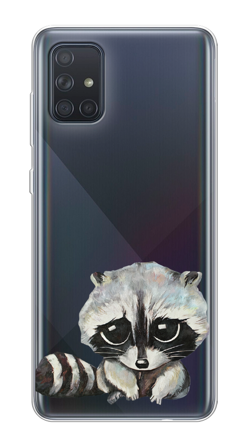 

Чехол на Samsung Galaxy A71 4G "Большеглазый енот", Серый;черный;прозрачный, 29050-1