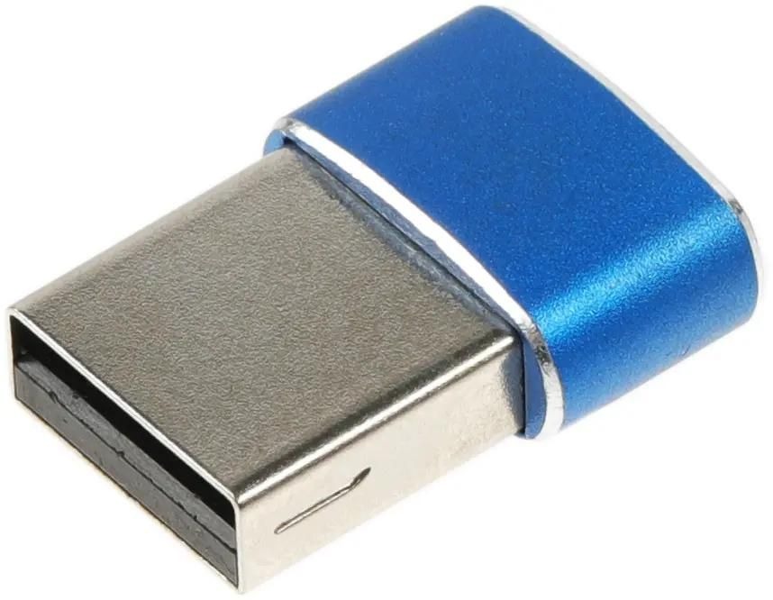 Адаптер USB2.0 PREMIER 6-071,  USB 2.0 Am прямой -  USB Type-C f прямой,  пакет,  синий