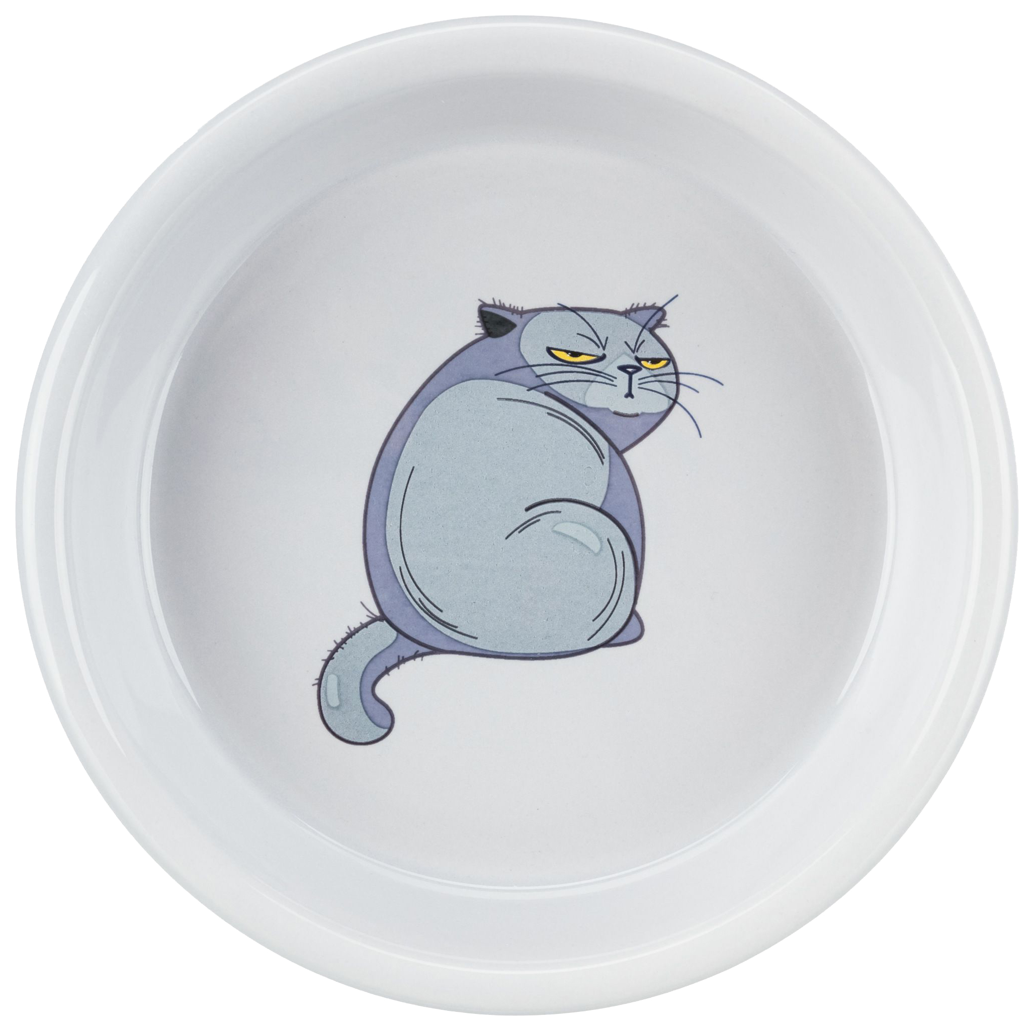фото Миска trixie с рисунком кот серая керамическая для кошек 250 мл