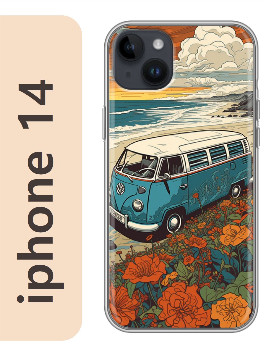 

Чехол на Apple Iphone 14 автобус ретро 920, Прозрачный, Iph14rzne