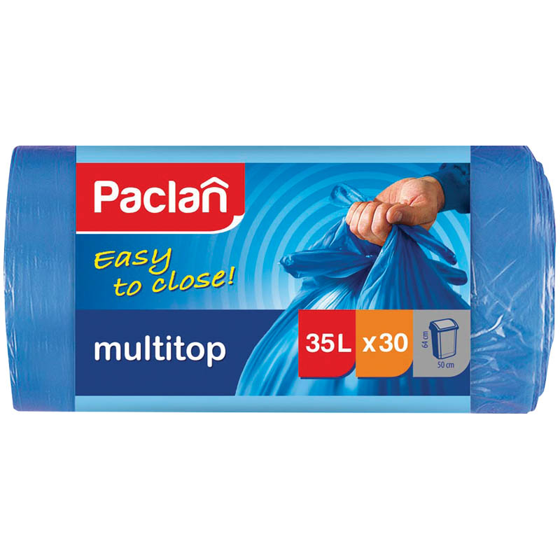 

Мешки для мусора PACLAN MULTITOP 15 мкм, синий, 30 шт по 35 л