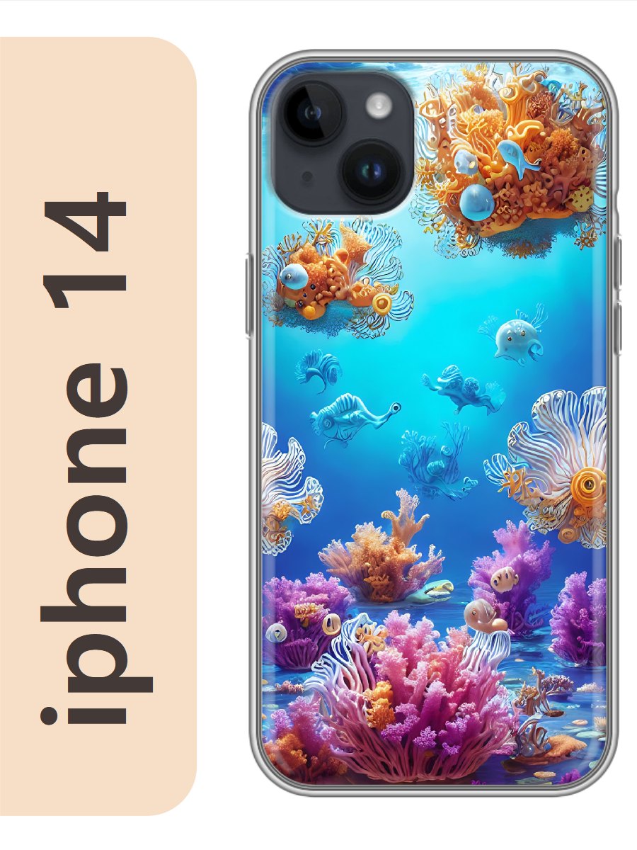 

Чехол на Apple Iphone 14 кораллы 900, Прозрачный, Iph14seas