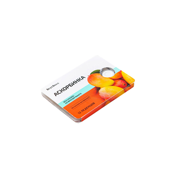 Купить Аскорбинка без сахара ВкусВилл манго таблетки для рассасывания 12 шт.
