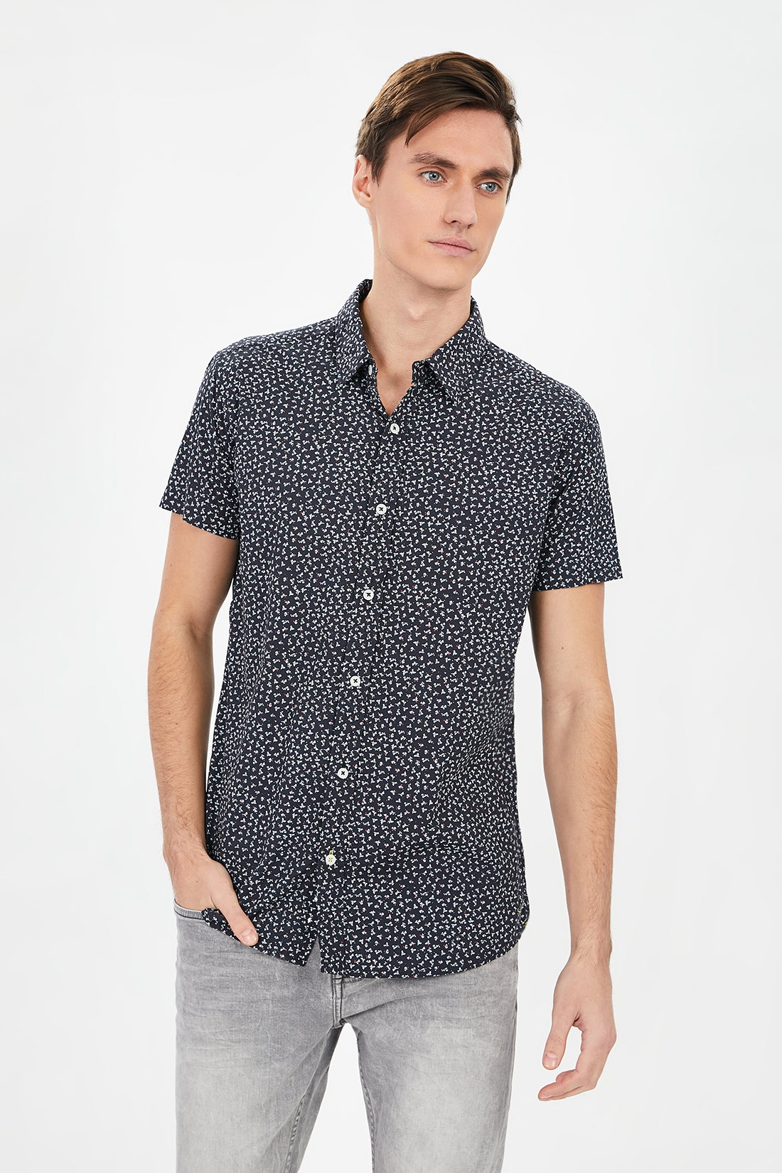

Рубашка мужская Baon B681003 синяя 3XL, B681003