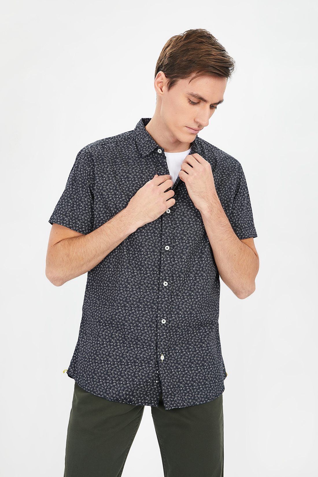

Рубашка мужская Baon B681002 синяя 3XL, B681002