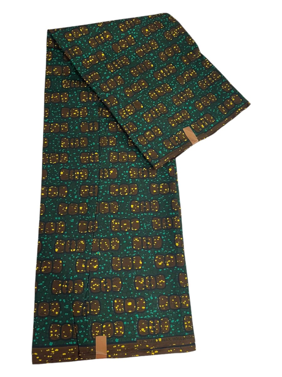 Хлопковая ткань Etnotextil Digital Wax Print Gold Emerald 1,7 х 5,5 м.