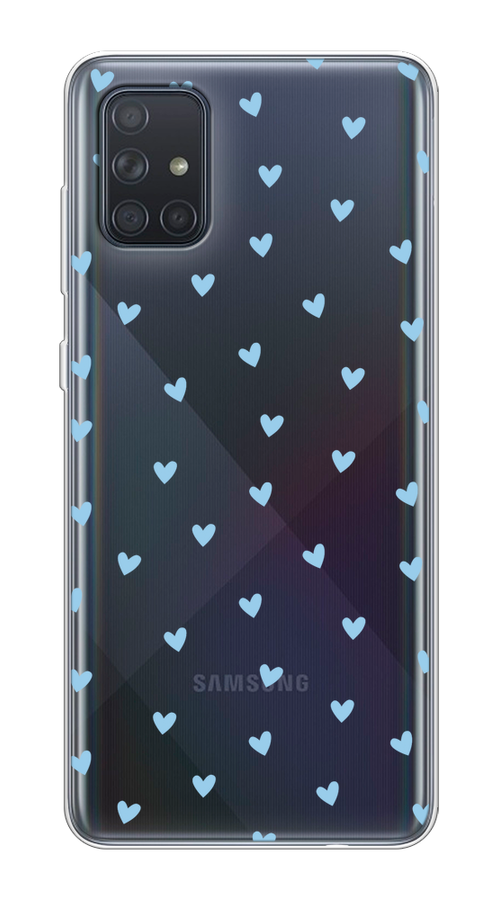 

Чехол на Samsung Galaxy A71 4G "Голубые сердечки паттерн", Голубой;прозрачный, 29050-1
