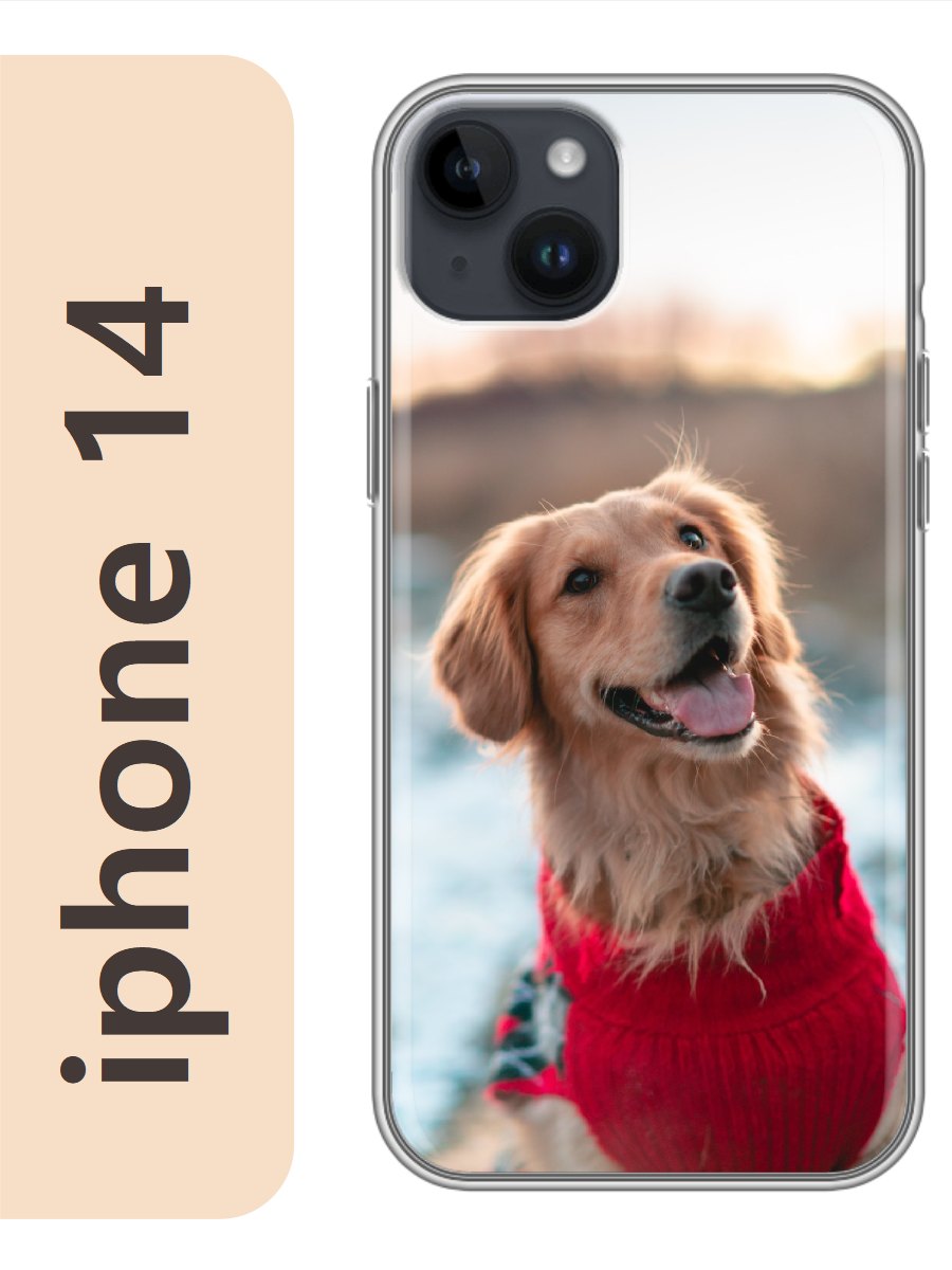 

Чехол на Apple Iphone 14 ретривер в кофте 834, Прозрачный, Iph14dogs