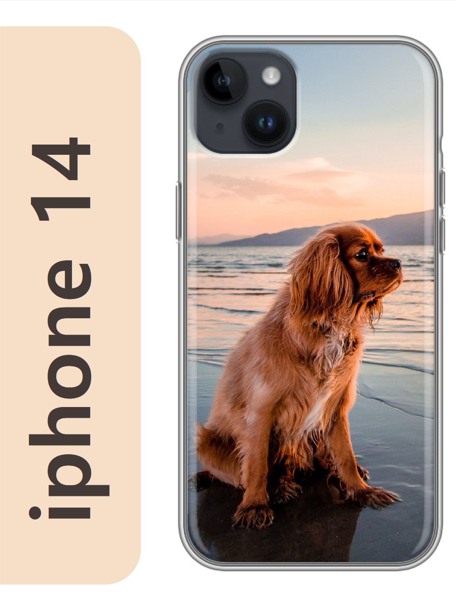 

Чехол на Apple Iphone 14 спаниель на пляже 831, Прозрачный, Iph14dogs