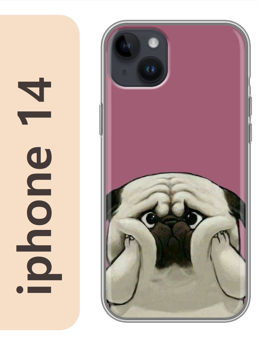 

Чехол на Apple Iphone 14 толстый мопс 830, Прозрачный, Iph14dogs