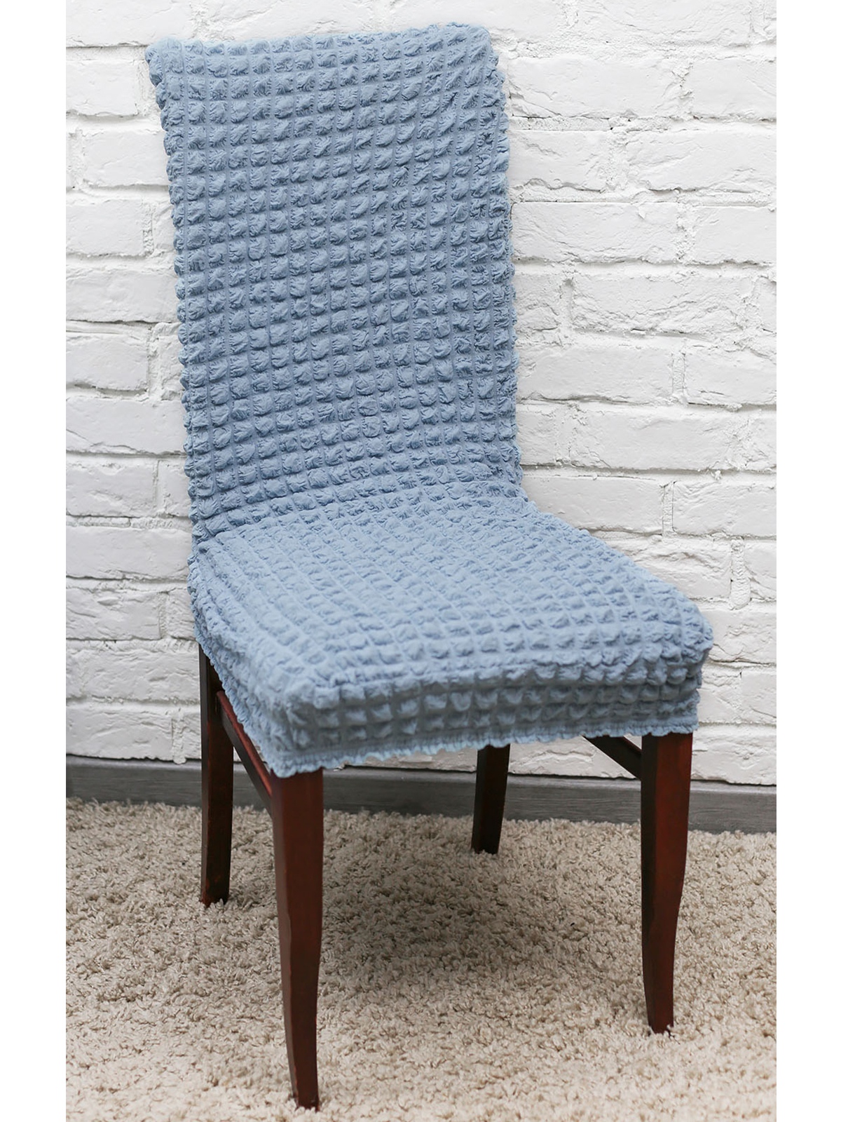 фото Чехол на стул luxalto жатый ситец, голубой
