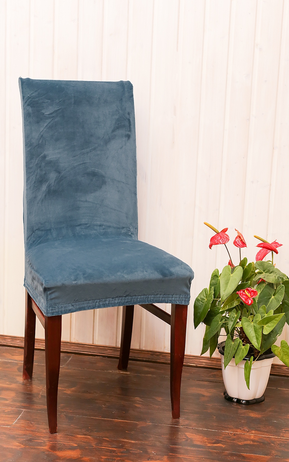 фото Чехол на стул luxalto velvet, голубой