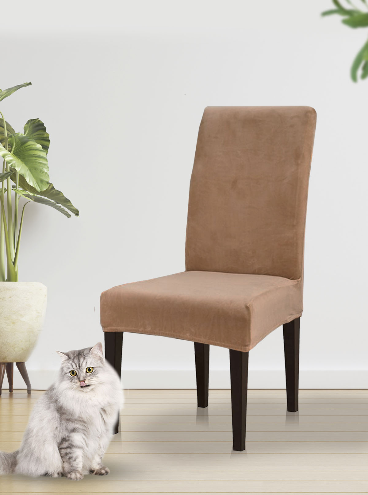 фото Чехол на стул luxalto velvet, бежевый