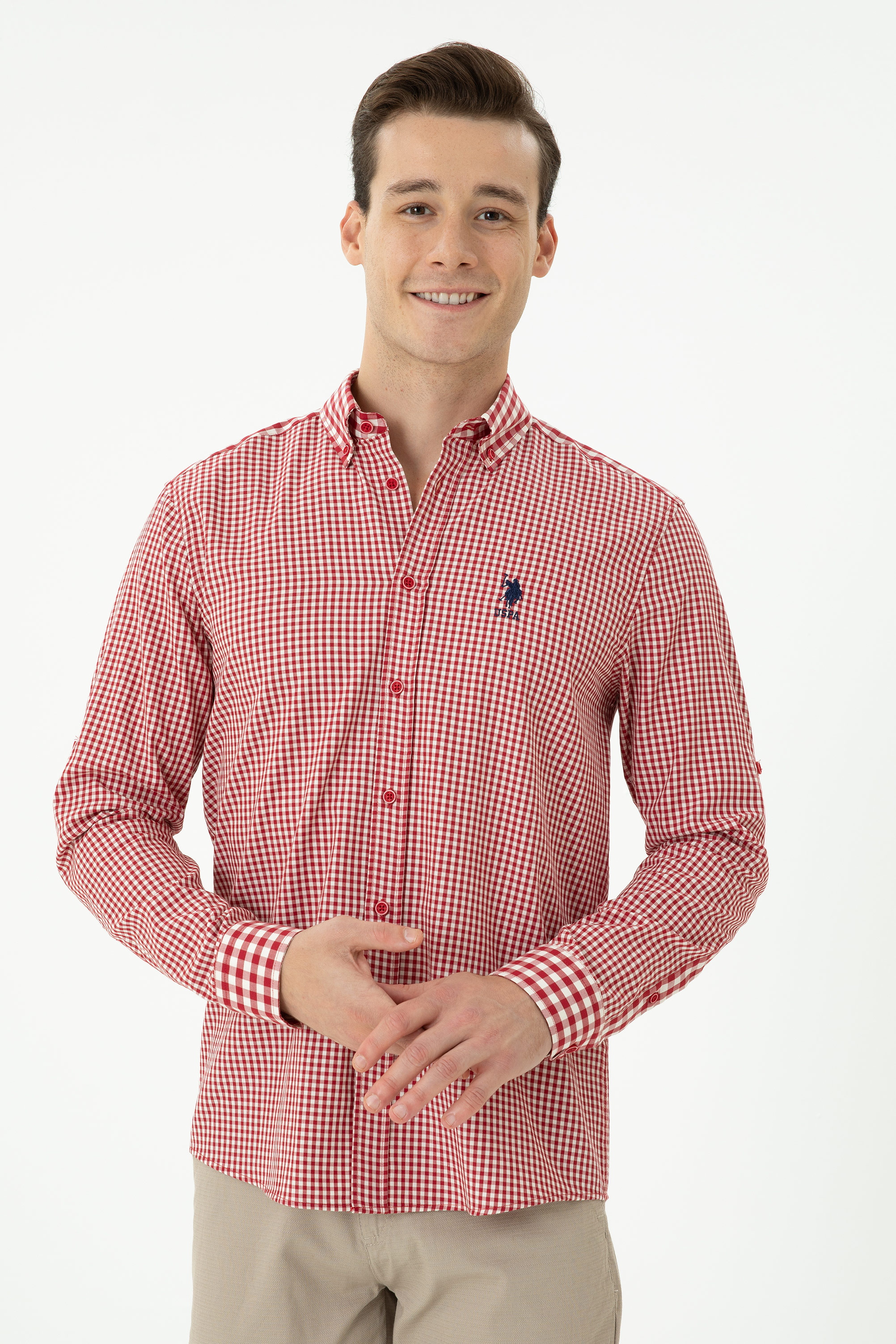 

Рубашка мужская US Polo Assn G081SZ0040ANTIO красная XL, Красный, G081SZ0040ANTIO