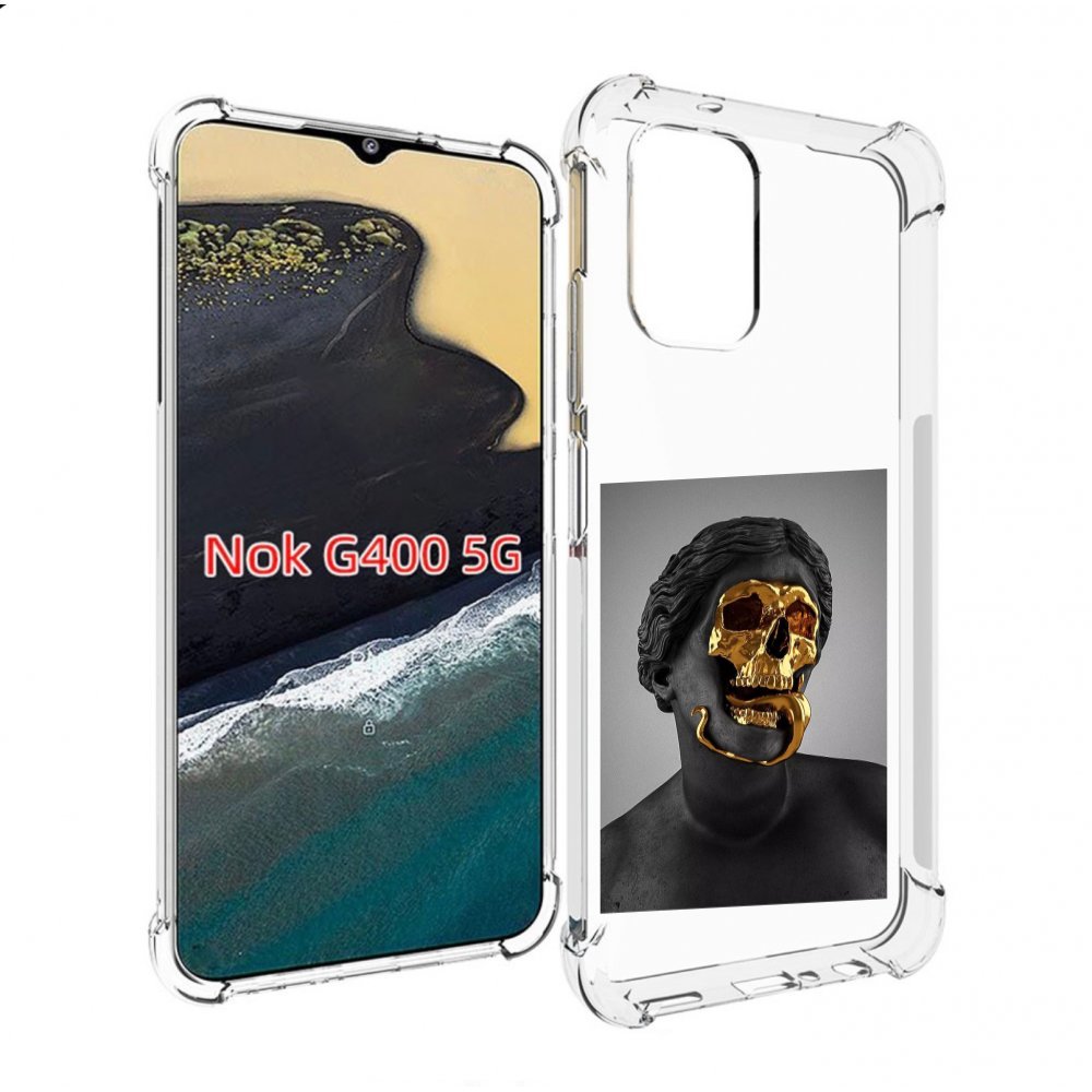 

Чехол MyPads золотой череп в статуе для Nokia G400 5G, Прозрачный, Tocco