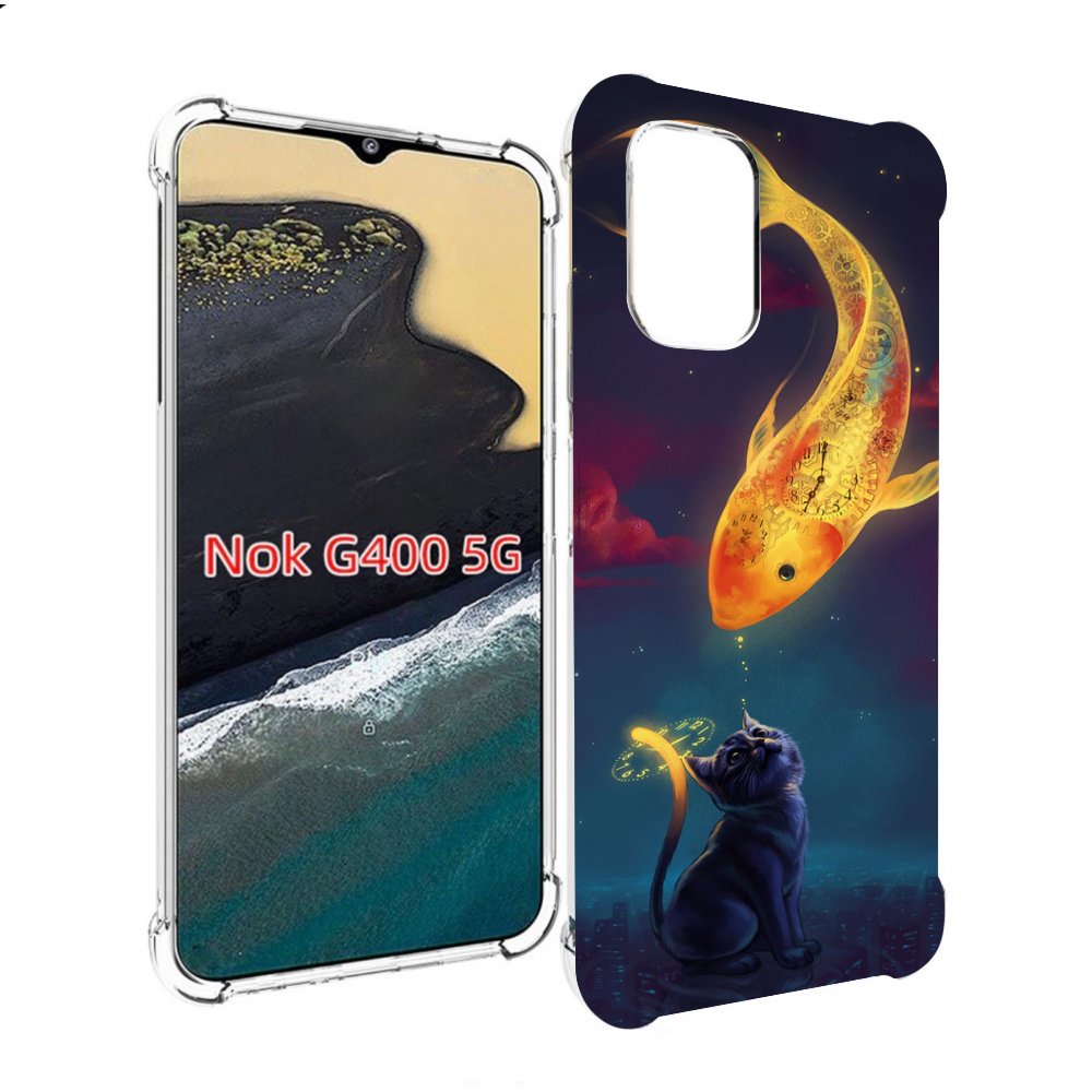 

Чехол MyPads золотая-рыбка-часовая для Nokia G400 5G, Прозрачный, Tocco