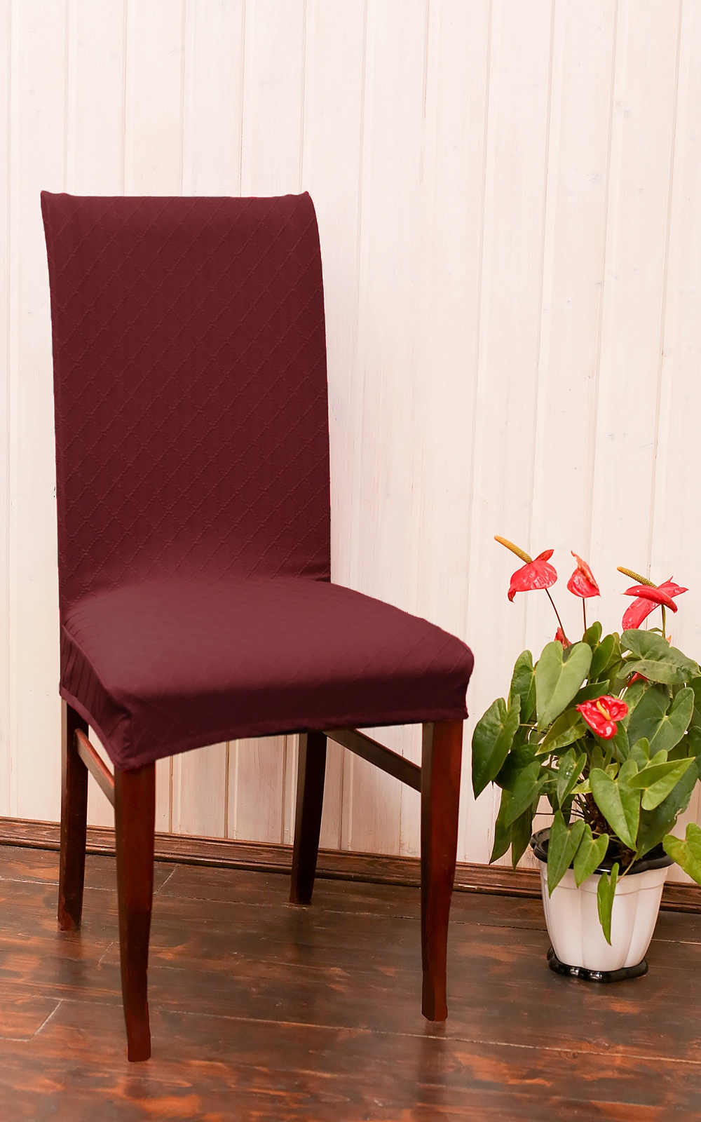 фото Чехол на стул luxalto fukra rhombus, бордовый