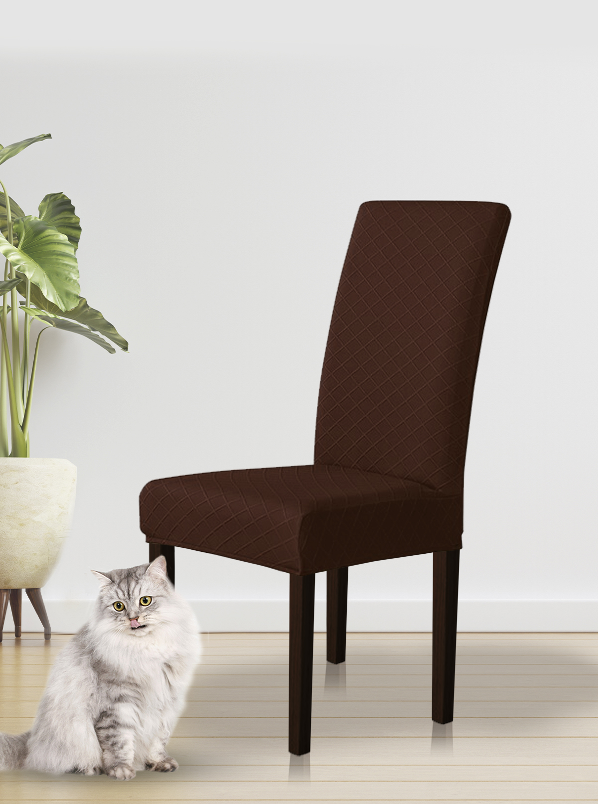 фото Чехол на стул luxalto fukra rhombus, коричневый