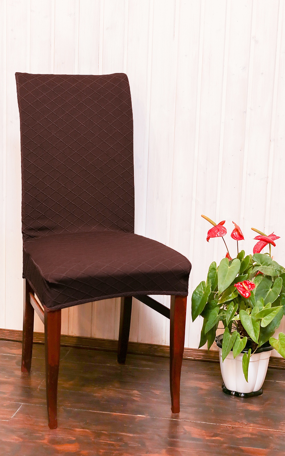 фото Чехол на стул luxalto fukra rhombus, коричневый