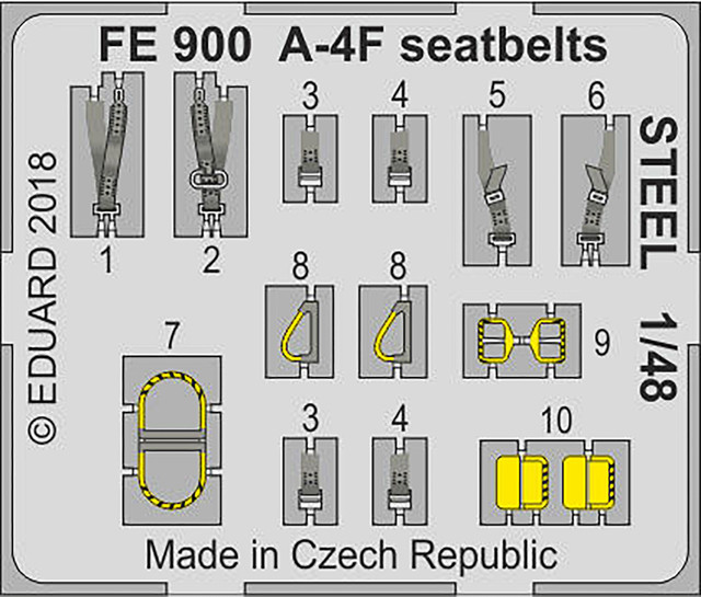 

Фототравление Eduard FE900 A-4F ремни безопасности steel 1/48, Цветной
