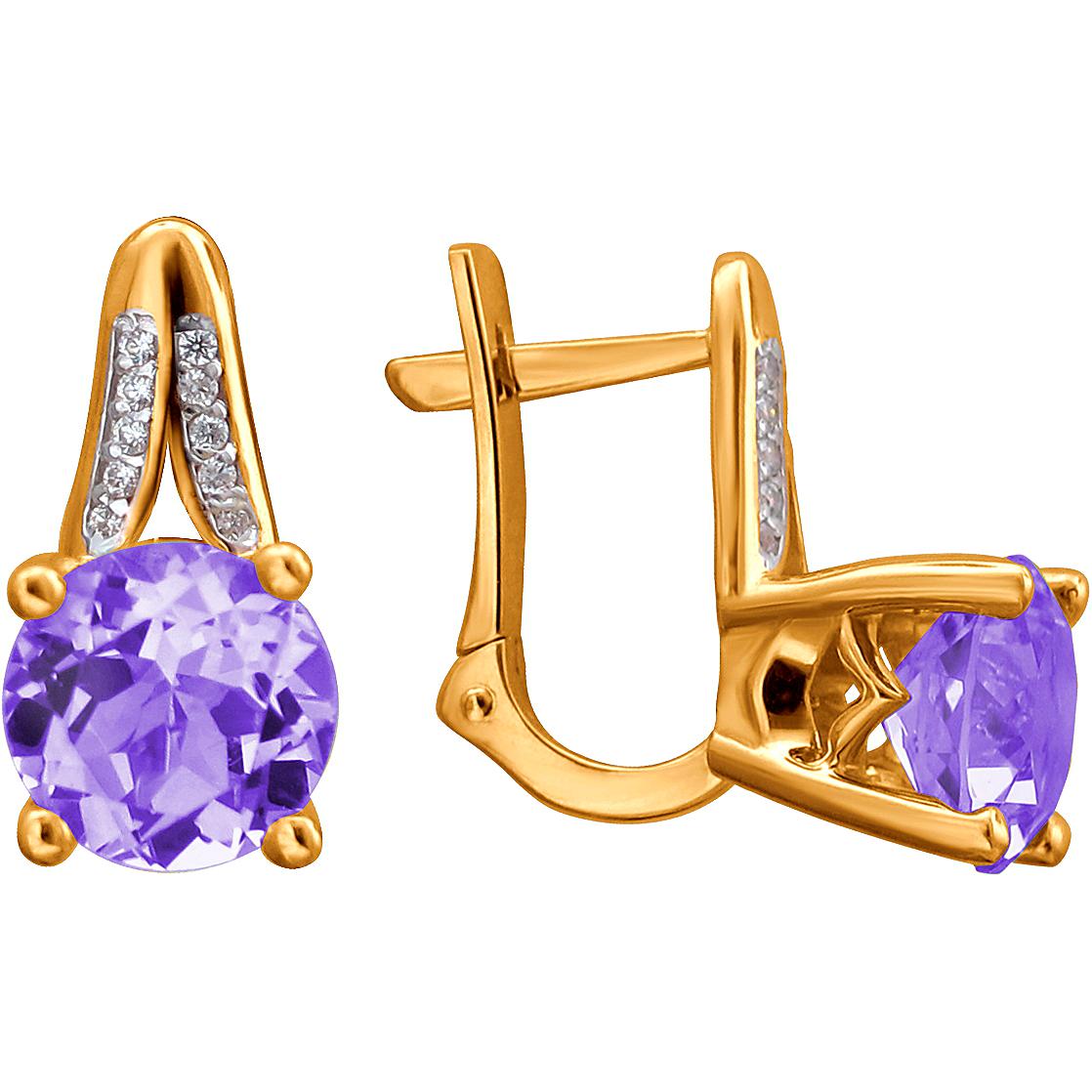 

Серьги женские из золота Эстет 01С3112175Р-2, фианит/аметист