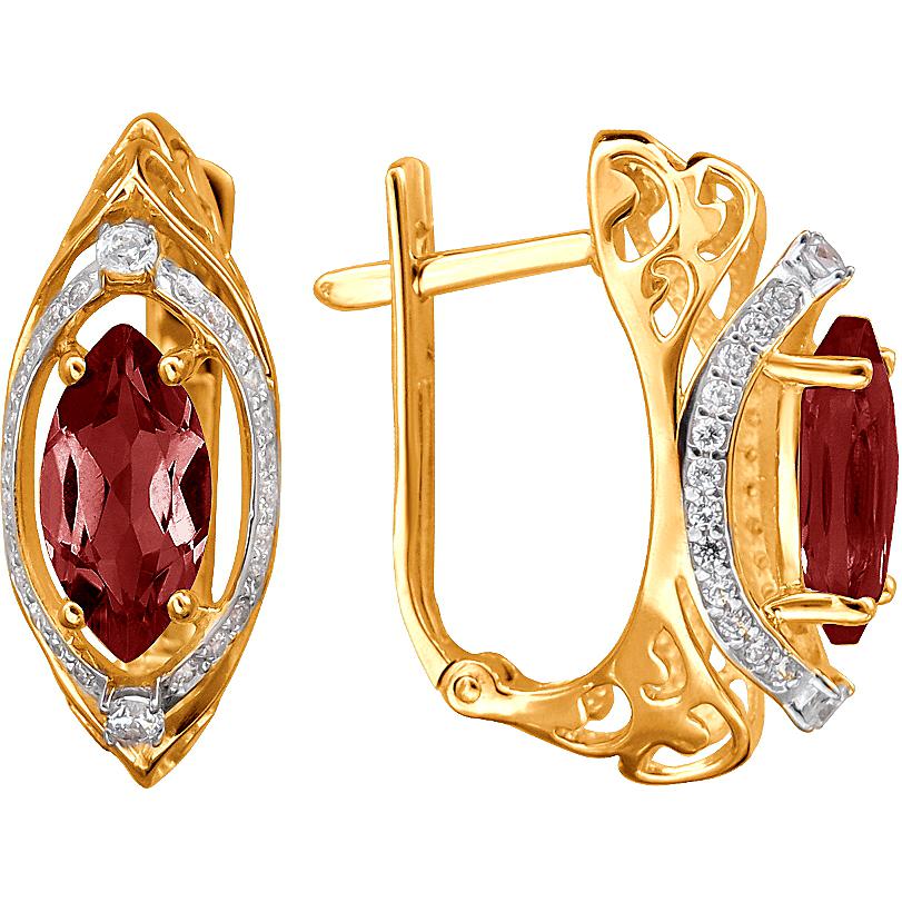 

Серьги женские из золота Эстет 01С3112173Р-6, гранат/фианит, 01С3112173Р-6