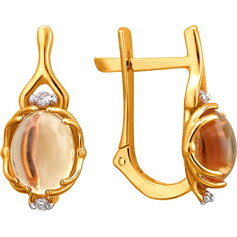 

Серьги женские из золота Эстет 01С3112179-2, фианит/цитрин, 01С3112179-2