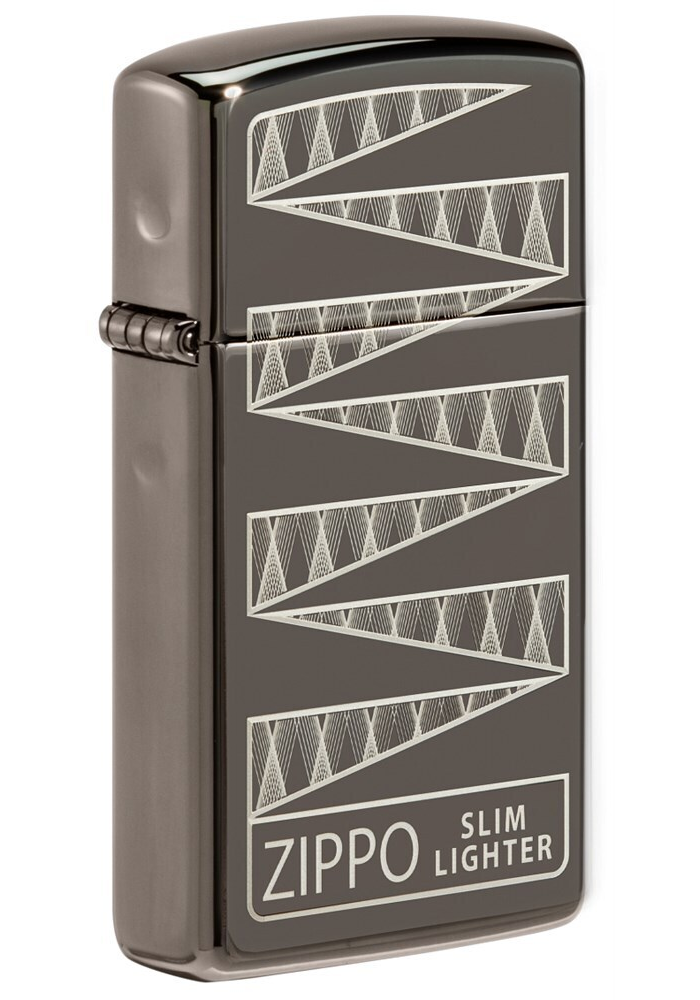 

Зажигалка 65th Anniversary Zippo Slim с покрытием Black Ice, латуньсталь, чёрная, Коричневый, Slim