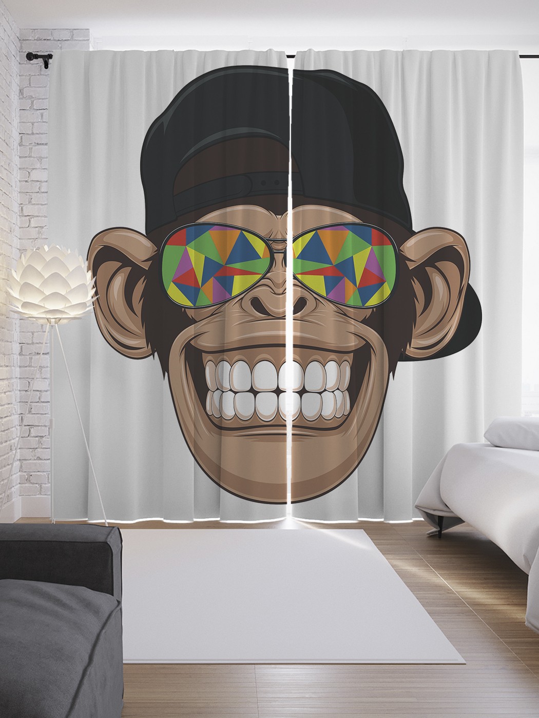 

Шторы JoyArty с фотопечатью "Обезьяна в бейсболке" из сатена, 290х265 см, Обезьяна в бейсболке