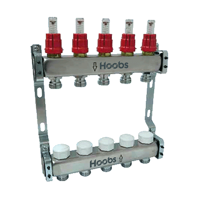 Комплект коллекторов Hoobs нерж сталь с расходомерами с отсекающими клапанами 24995₽
