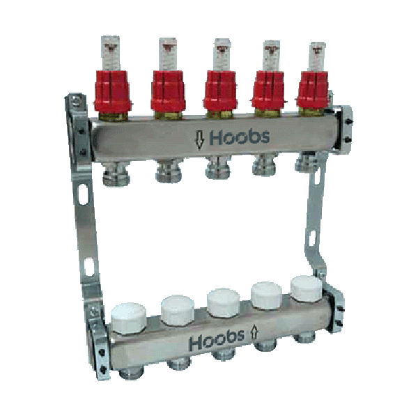 Комплект коллекторов Hoobs, нерж. сталь, с расходомерами, с отсекающими клапанами