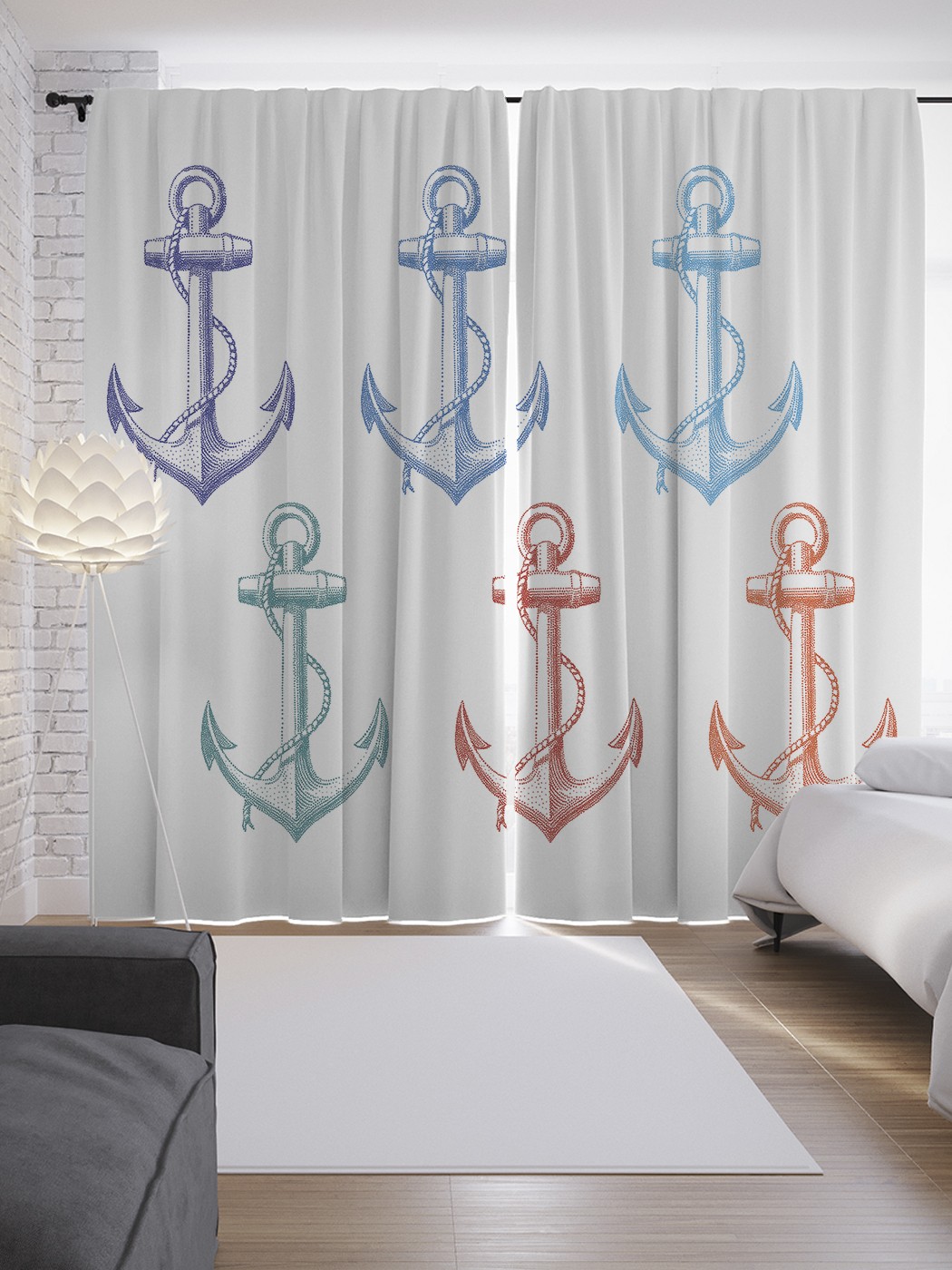 

Шторы с фотопечатью JoyArty "Рисунок морского якоря" из сатена, 290х265 см, Рисунок морского якоря