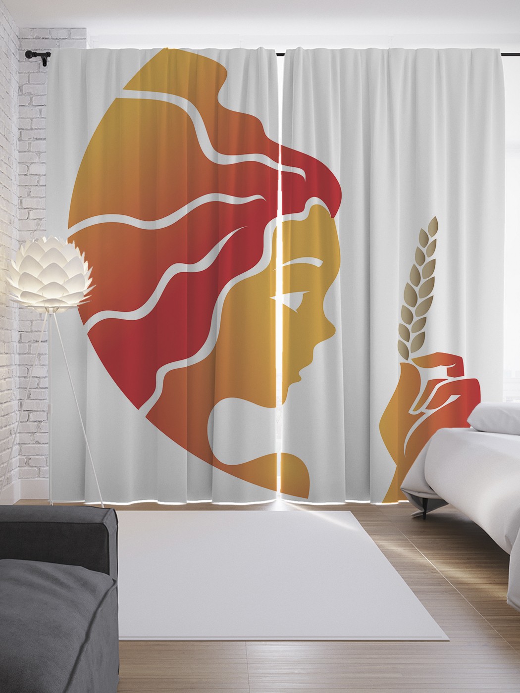 

Шторы JoyArty с фотопечатью "Дева с колоском" из сатена, 290х265 см, Дева с колоском