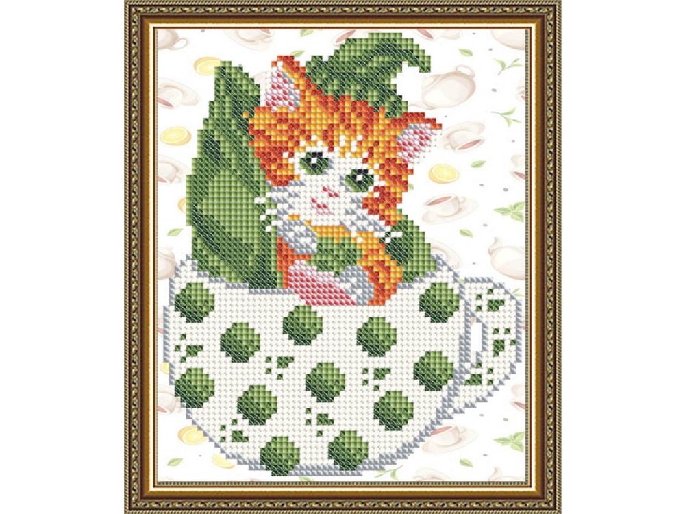 

Рисунок на ткани «Котенок в горошек»