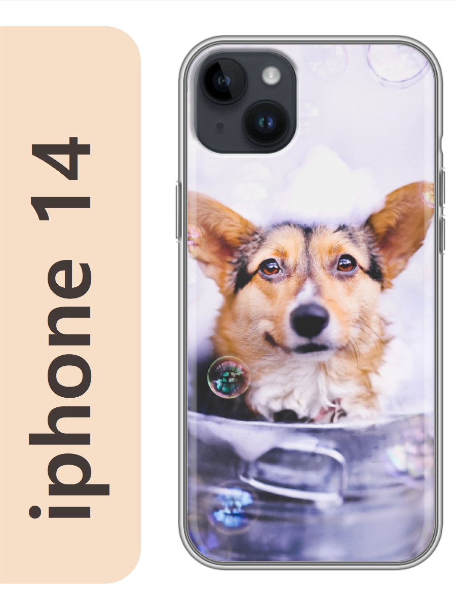 

Чехол на Apple Iphone 14 корги в пузырях 821, Прозрачный, Iph14dogs
