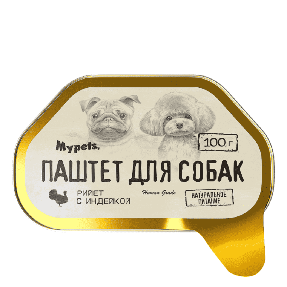 Влажный корм для собак MYPETS паштет с индейкой 100г 113₽