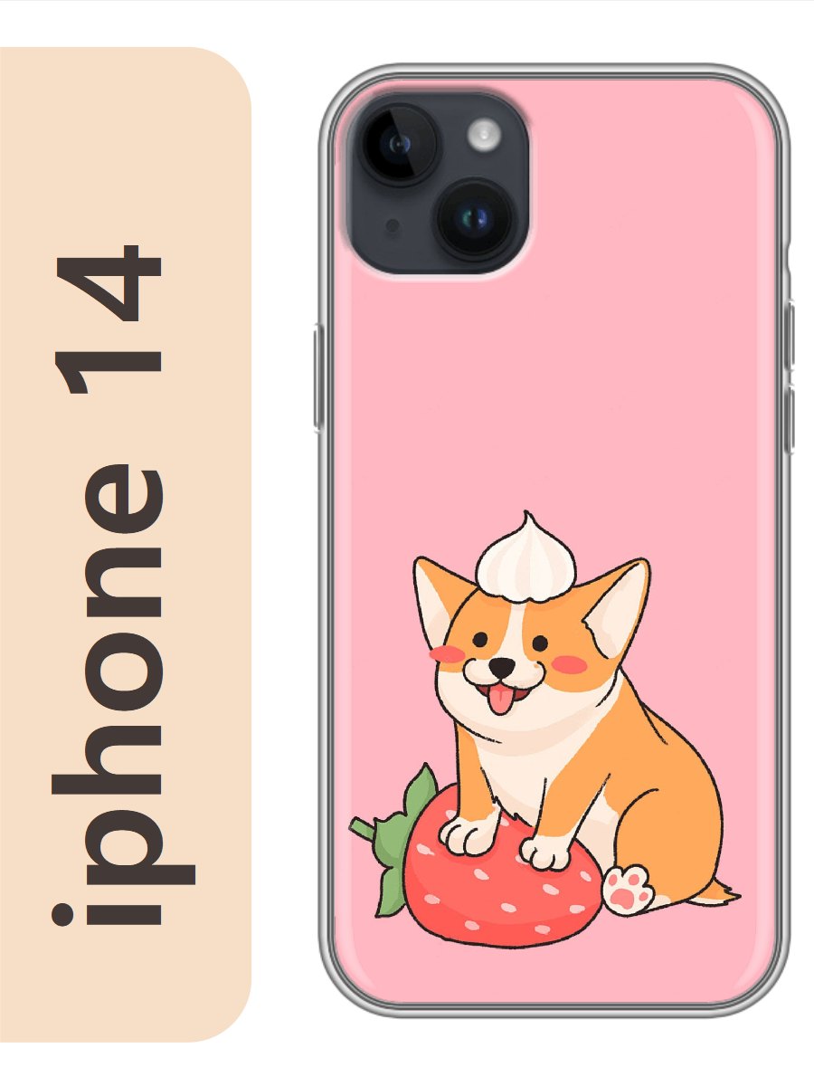 

Чехол на Apple Iphone 14 корги с ягодой 810, Прозрачный, Iph14dogs