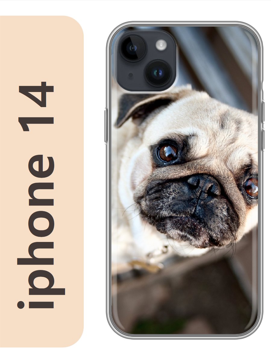 

Чехол на Apple Iphone 14 мопс 809, Прозрачный, Iph14dogs