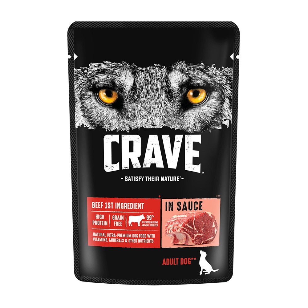 Влажный корм для собак CRAVE говядина в соусе  85г