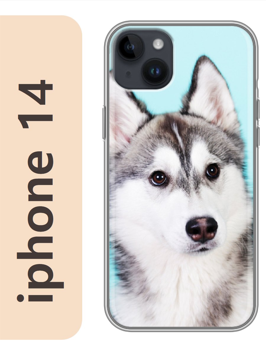 

Чехол на Apple Iphone 14 хаски щенок 805, Прозрачный, Iph14dogs