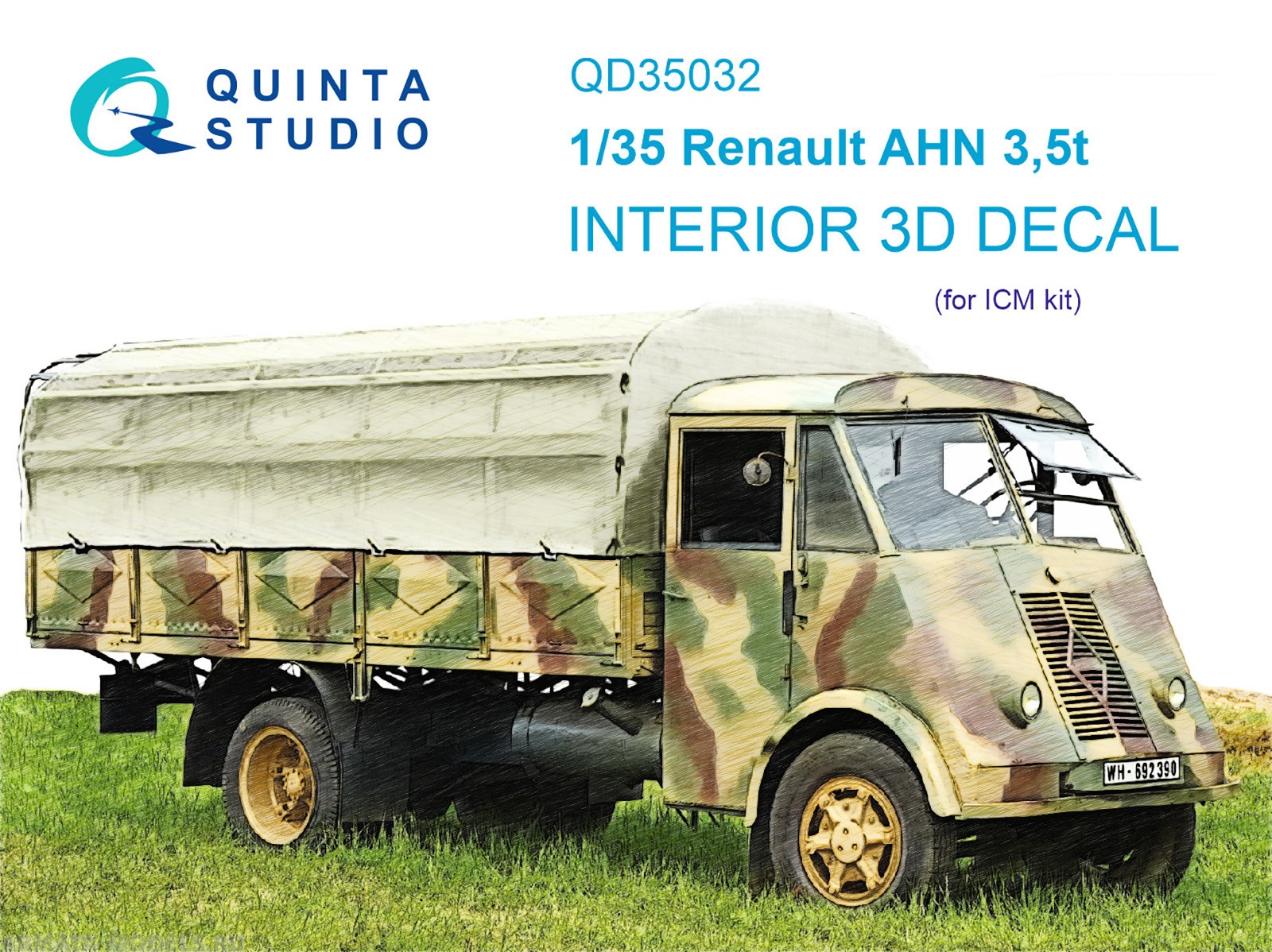 

QD35032 3D Декаль интерьера кабины Renault AHN 3.5t ICM, Однотонный