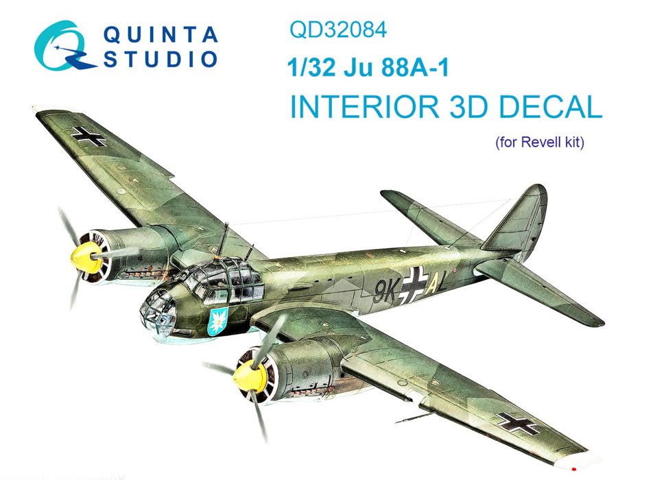 

QD32084 3D Декаль интерьера кабины Ju 88A-1 Revell, Однотонный