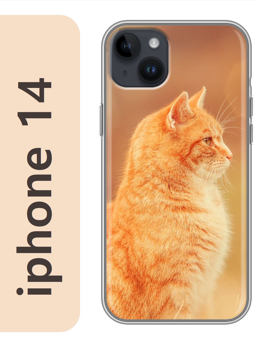 

Чехол на Apple Iphone 14 рыжий кот 780, Прозрачный, Iph14cat2