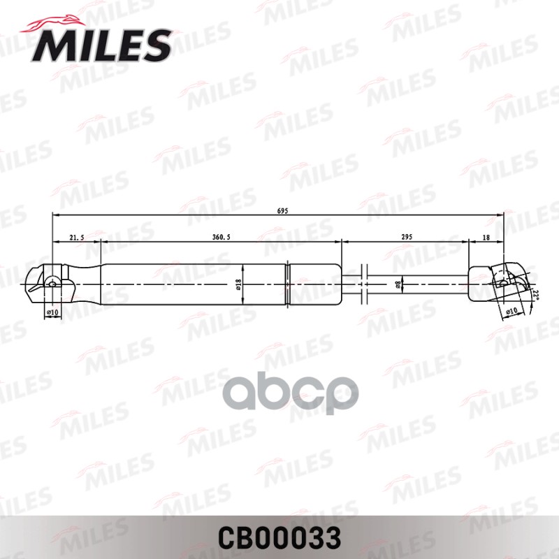 MILES CB00033 Упор газовый капота TOYOTA CAMRY V40 06-11 1031₽