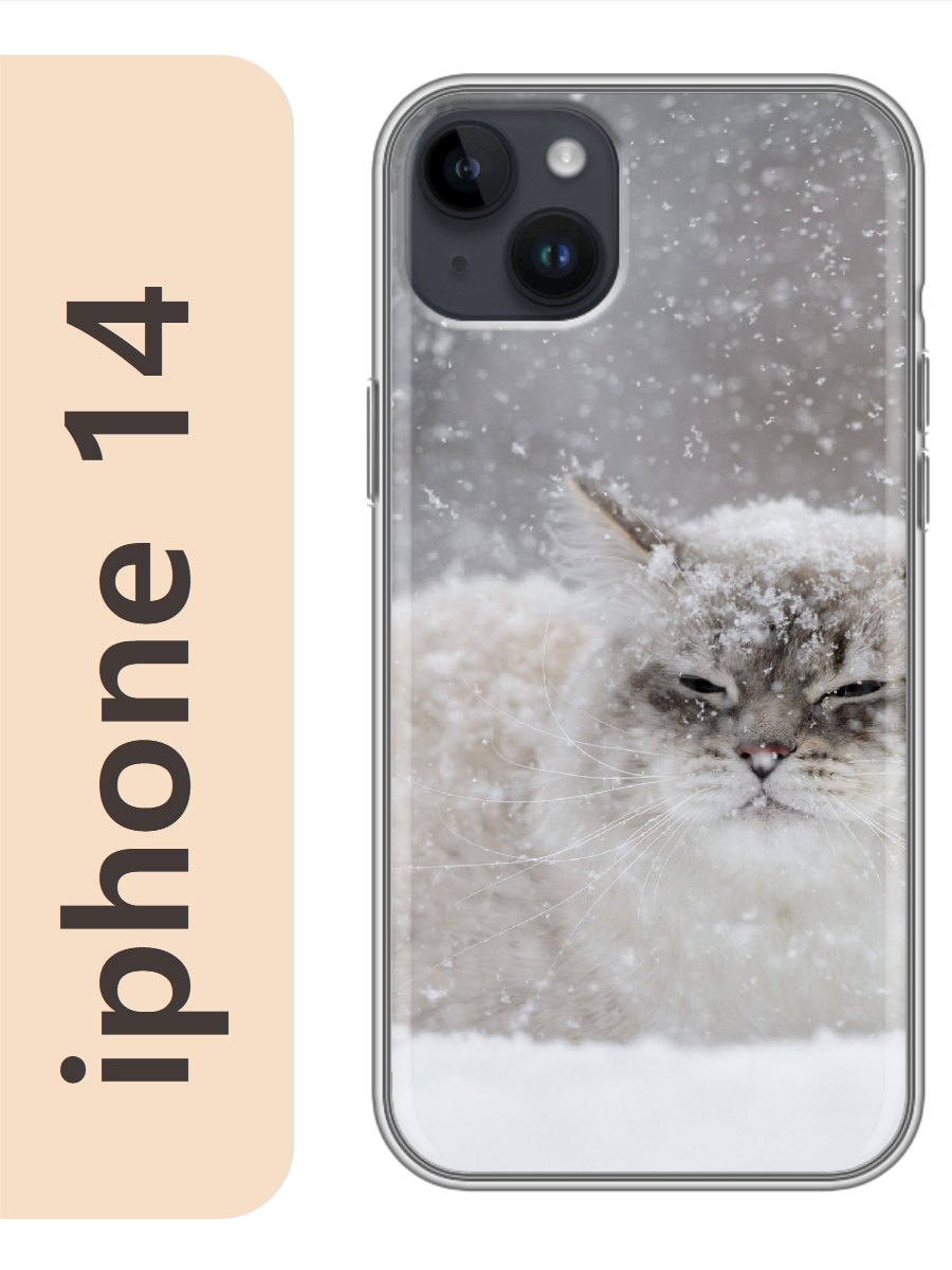 

Чехол на Apple Iphone 14 кот в снегу 758, Прозрачный, Iph14cats