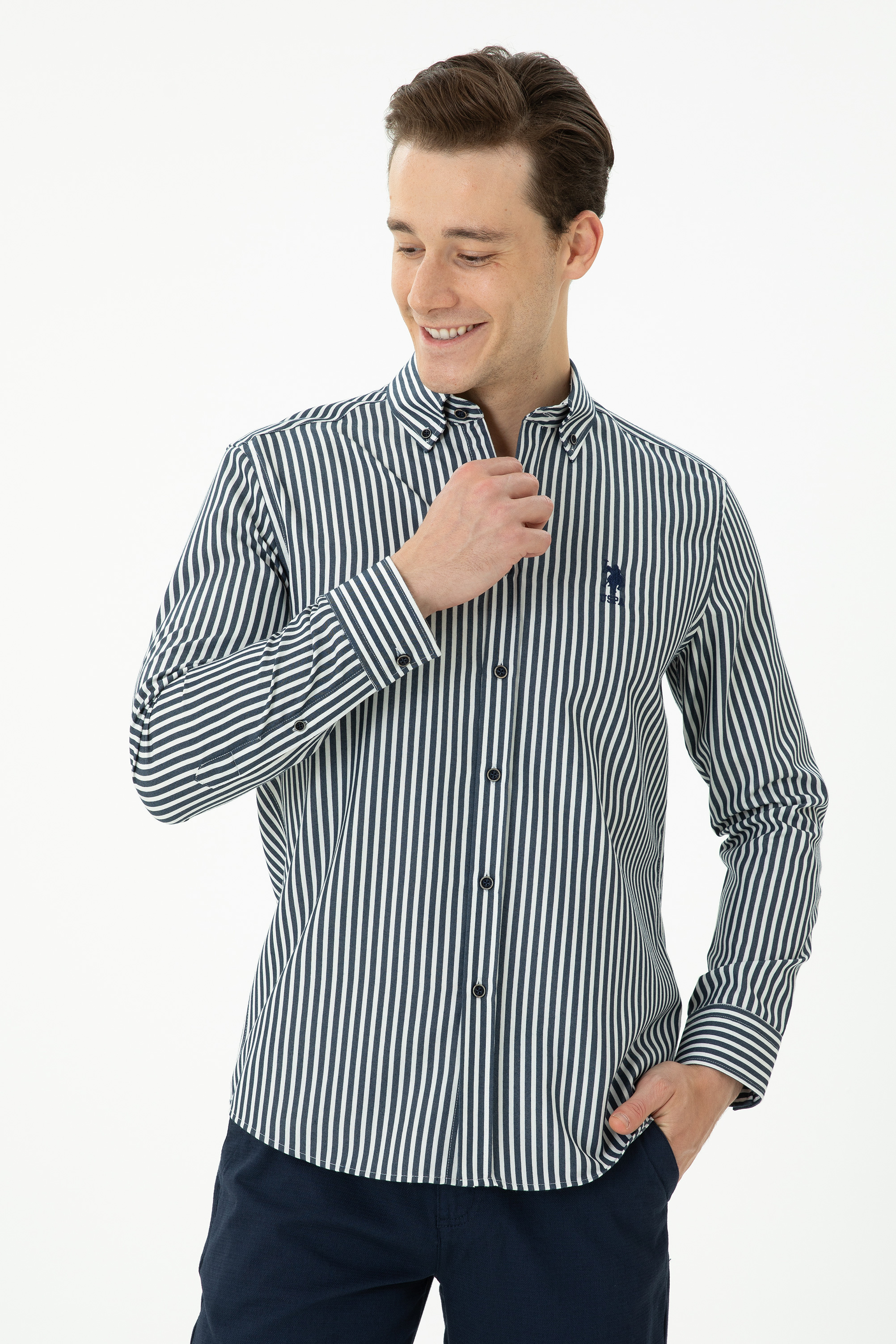 

Рубашка мужская US Polo Assn G081SZ0040EGAN синяя XL, Серый, G081SZ0040EGAN