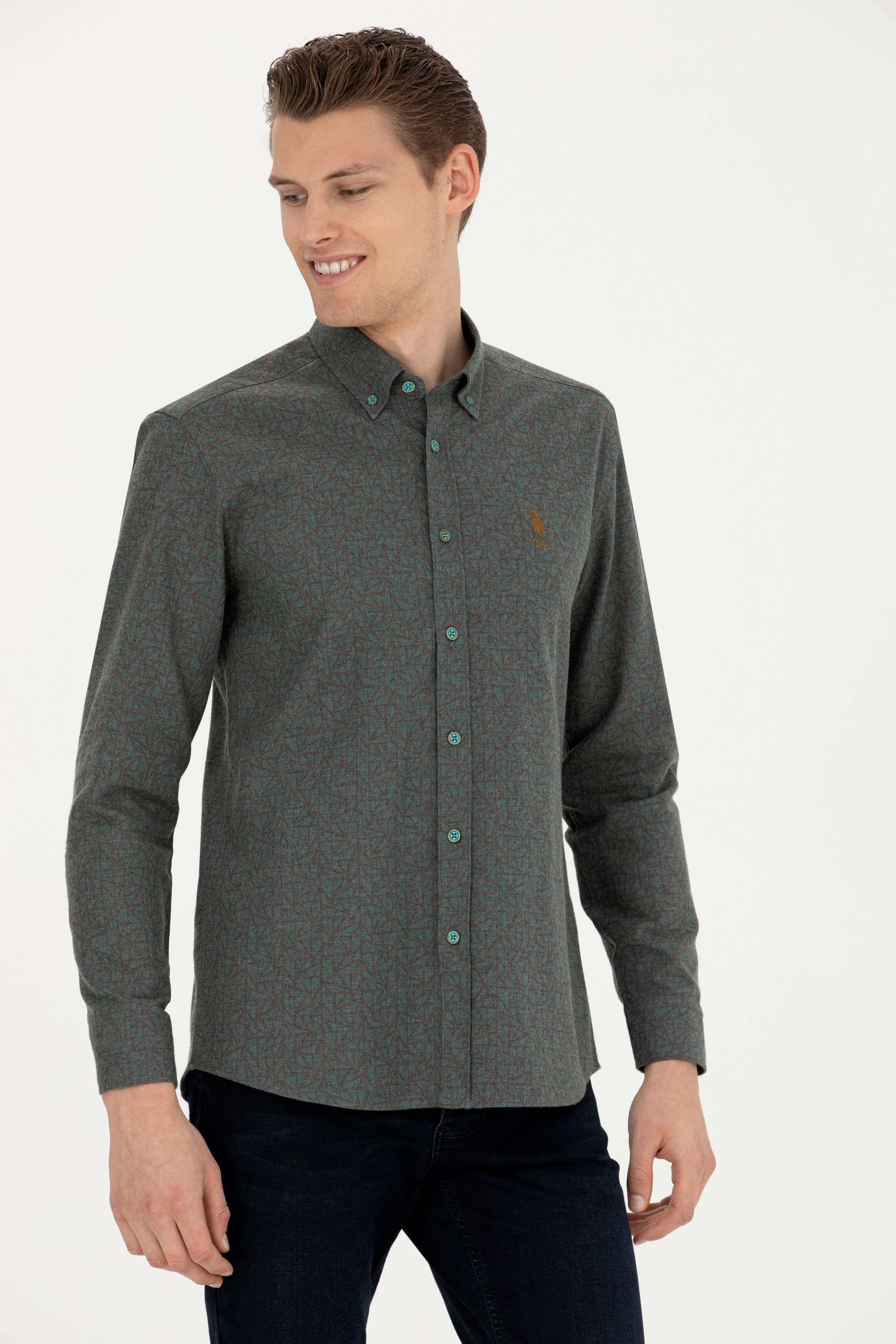 Рубашка мужская US POLO Assn G081SZ0040AVOS хаки M 4128₽