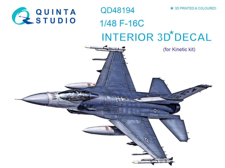 

QD48194 3D Декаль интерьера кабины F-16С для модели Kinetic, Однотонный