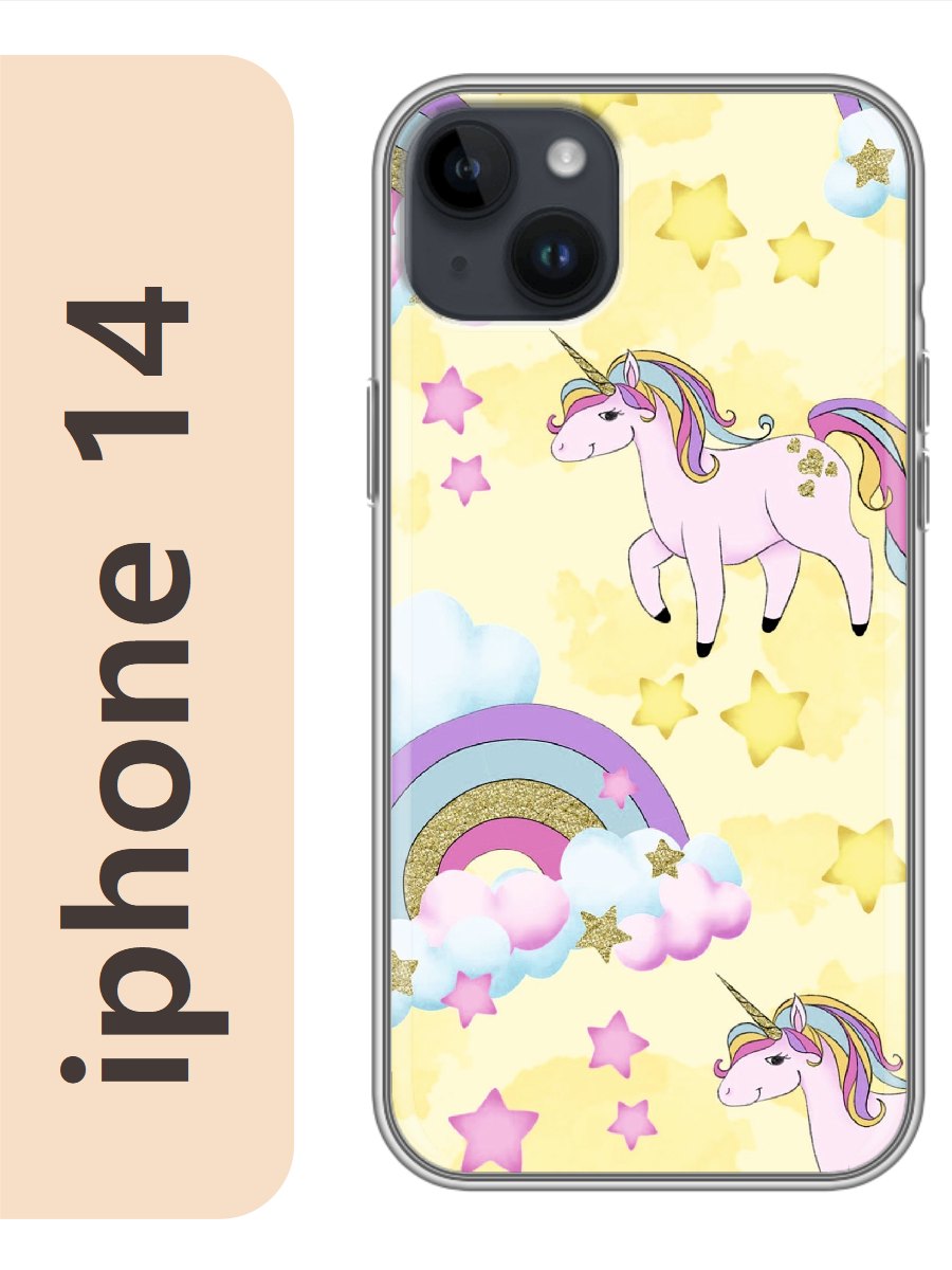 

Чехол на Apple Iphone 14 единорог 544, Прозрачный, Iph14erog